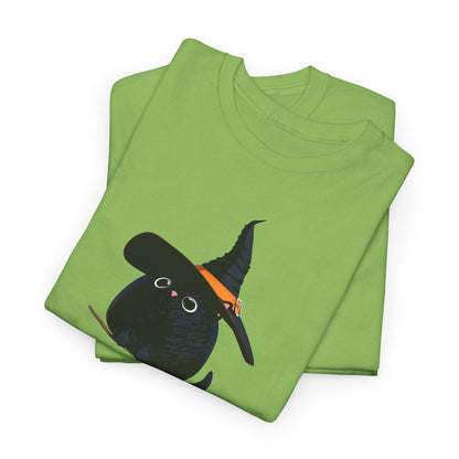 Halloween Kitty on a broom! - WhimsyInkWear