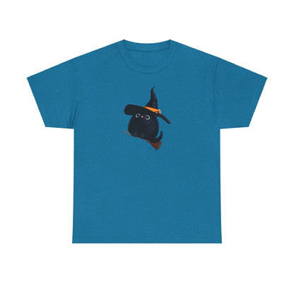 Halloween Kitty on a broom! - WhimsyInkWear