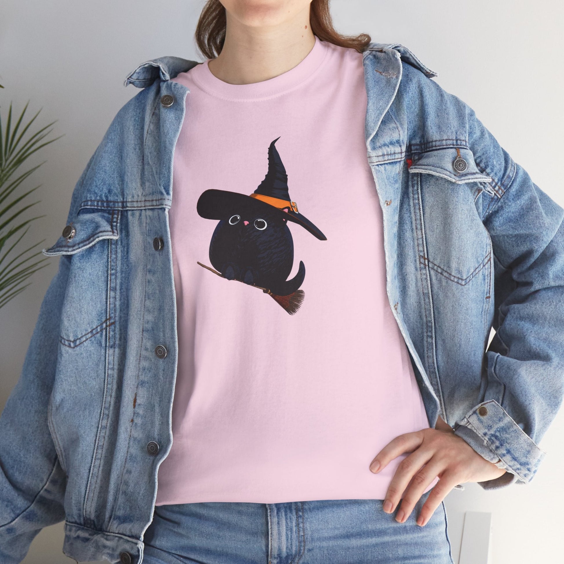 Halloween Kitty on a broom! - WhimsyInkWear