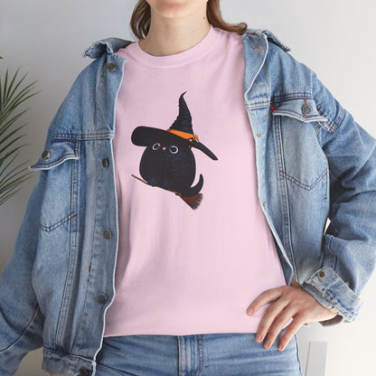 Halloween Kitty on a broom! - WhimsyInkWear