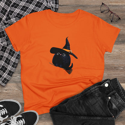 Halloween Kitty on a broom! - WhimsyInkWear