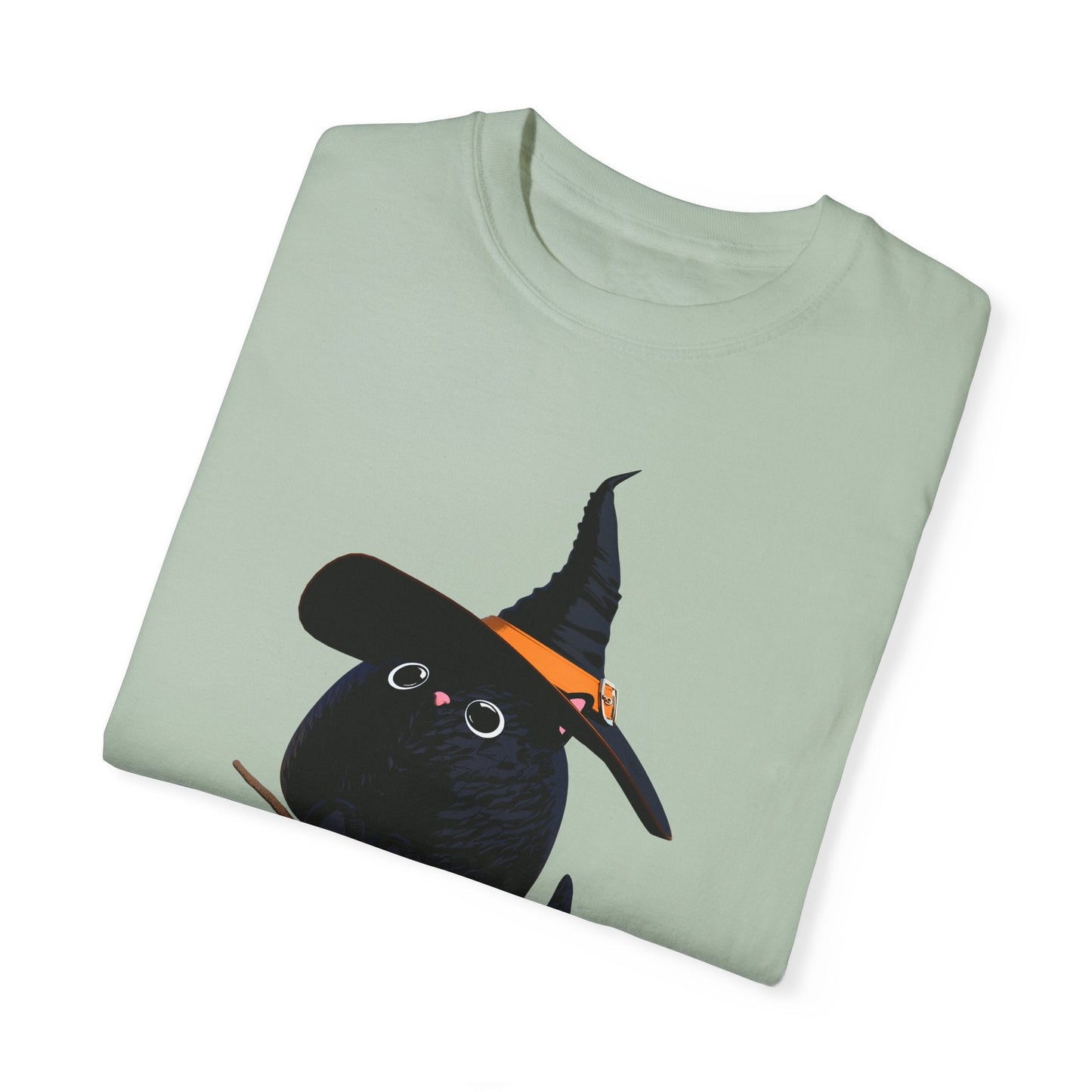Halloween Kitty on a broom! - WhimsyInkWear