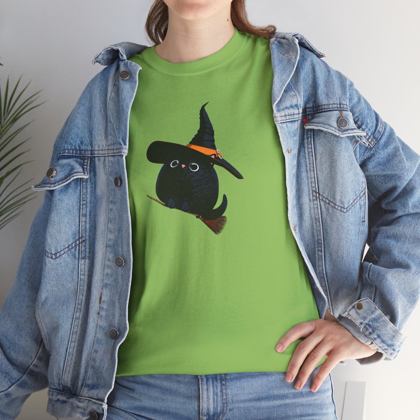 Halloween Kitty on a broom! - WhimsyInkWear
