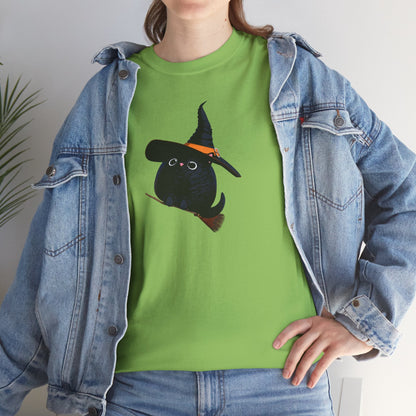 Halloween Kitty on a broom! - WhimsyInkWear
