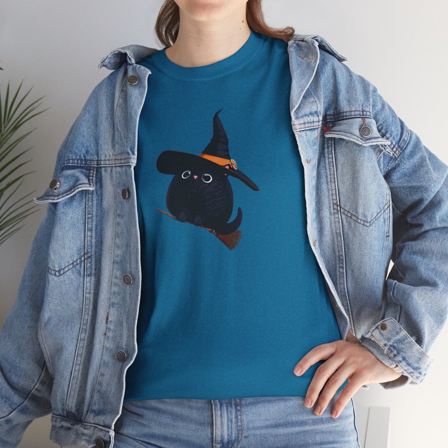 Halloween Kitty on a broom! - WhimsyInkWear
