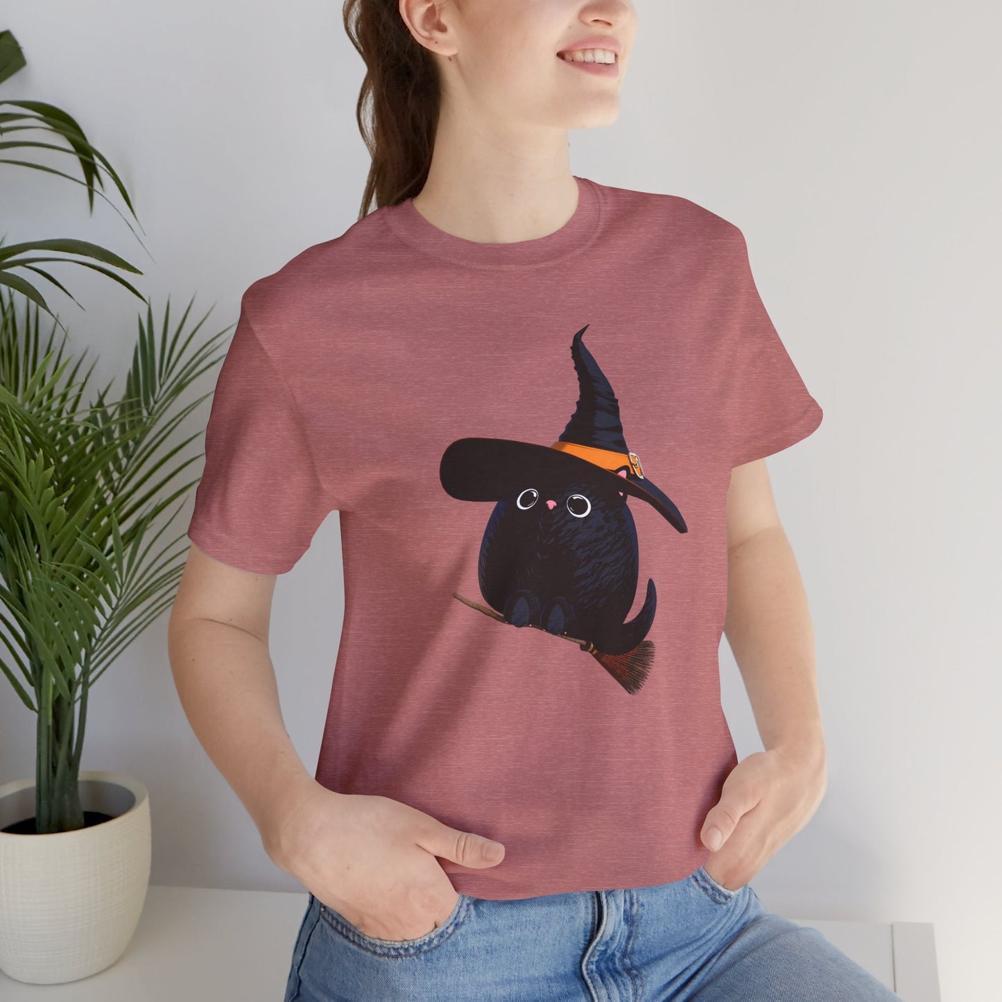 Halloween Kitty on a broom! - WhimsyInkWear
