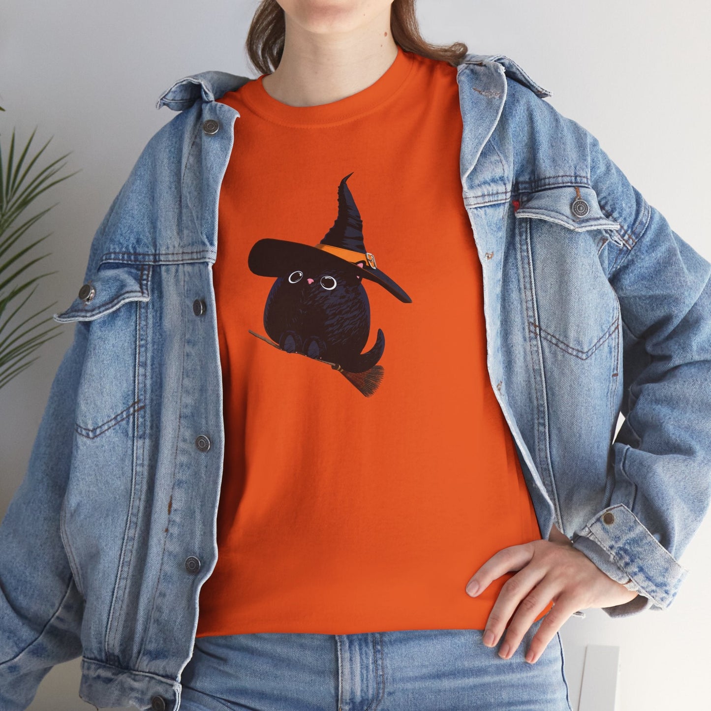 Halloween Kitty on a broom! - WhimsyInkWear