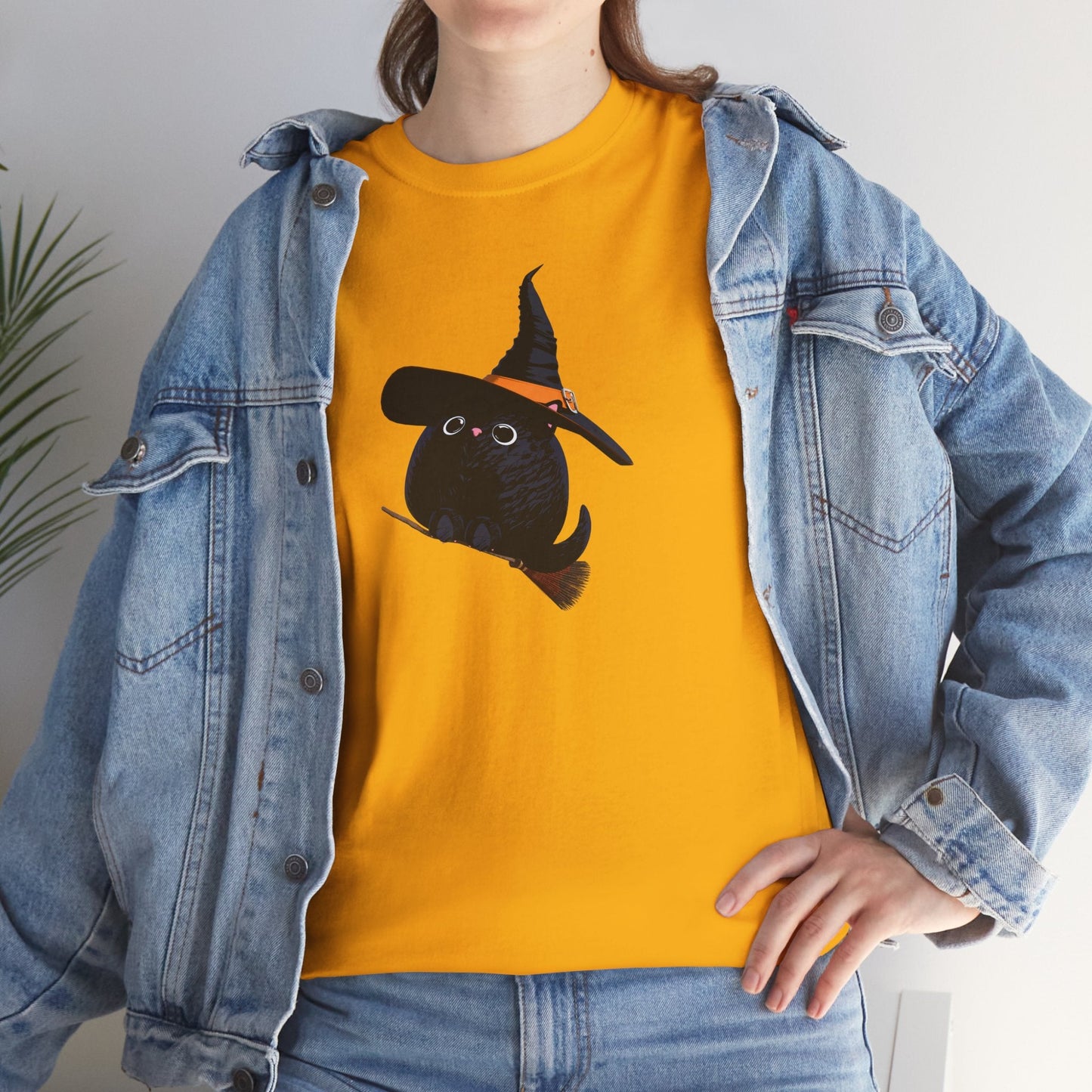 Halloween Kitty on a broom! - WhimsyInkWear