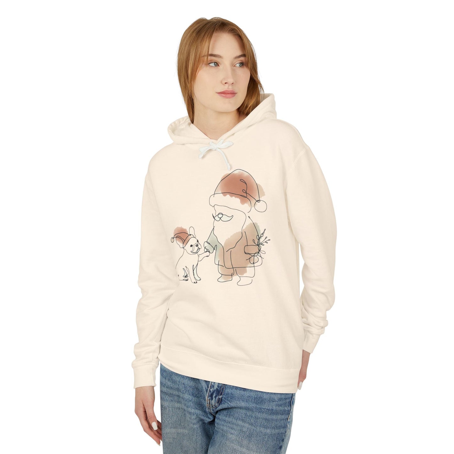 Minimalist Santa and a Frenchie - WhimsyInkWear