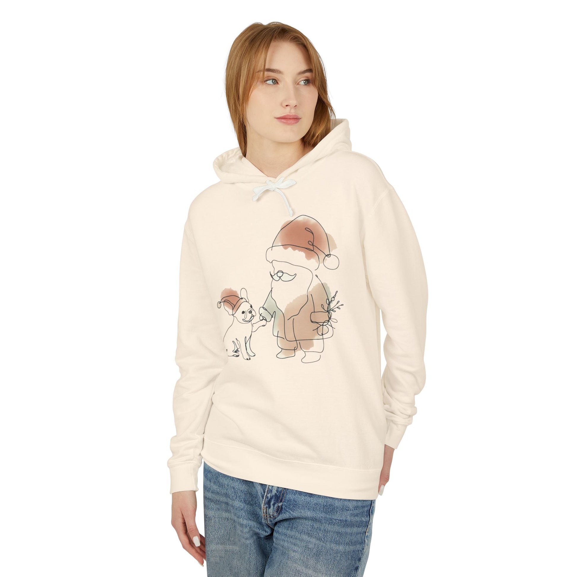 Minimalist Santa and a Frenchie - WhimsyInkWear