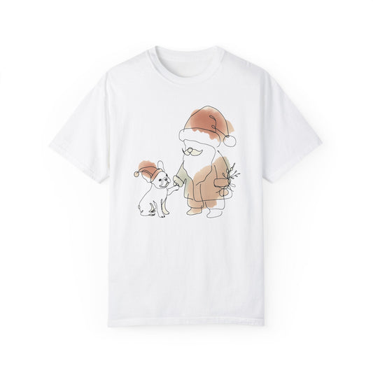 Minimalist Santa and a Frenchie - WhimsyInkWear