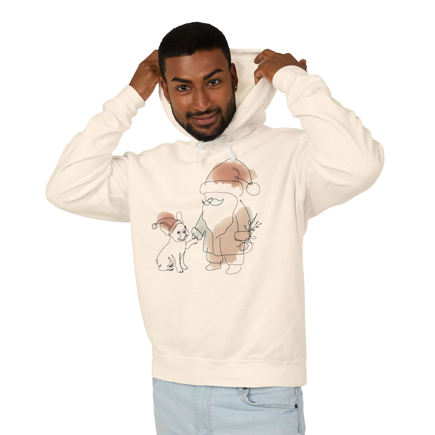 Minimalist Santa and a Frenchie - WhimsyInkWear