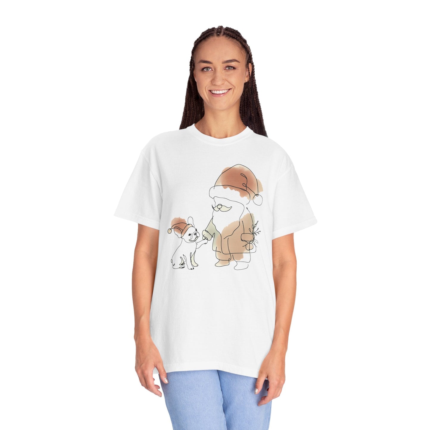 Minimalist Santa and a Frenchie - WhimsyInkWear