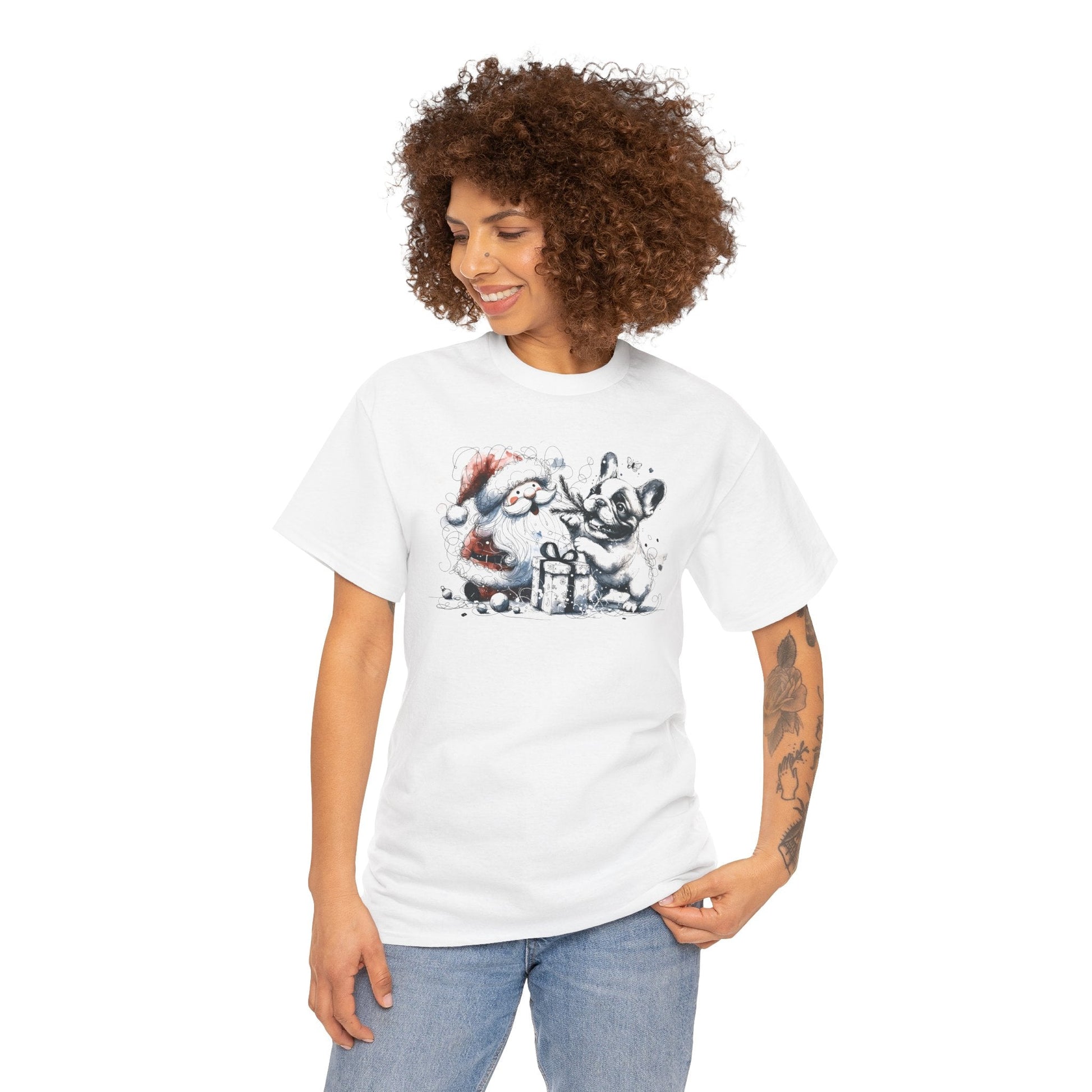 Santa and Frenchie Present Time - WhimsyInkWear