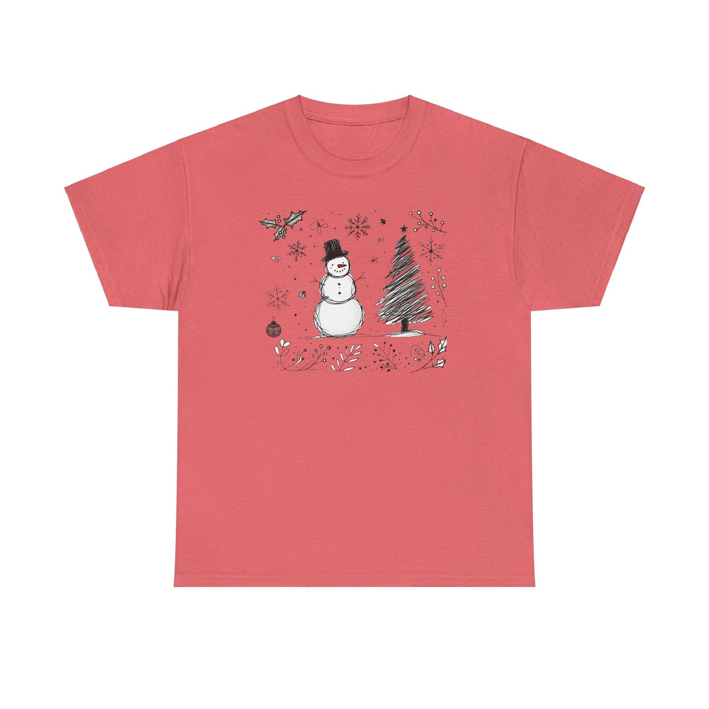 Snowman Scribble Tree Tee - WhimsyInkWear