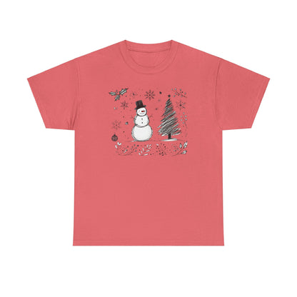 Snowman Scribble Tree Tee - WhimsyInkWear
