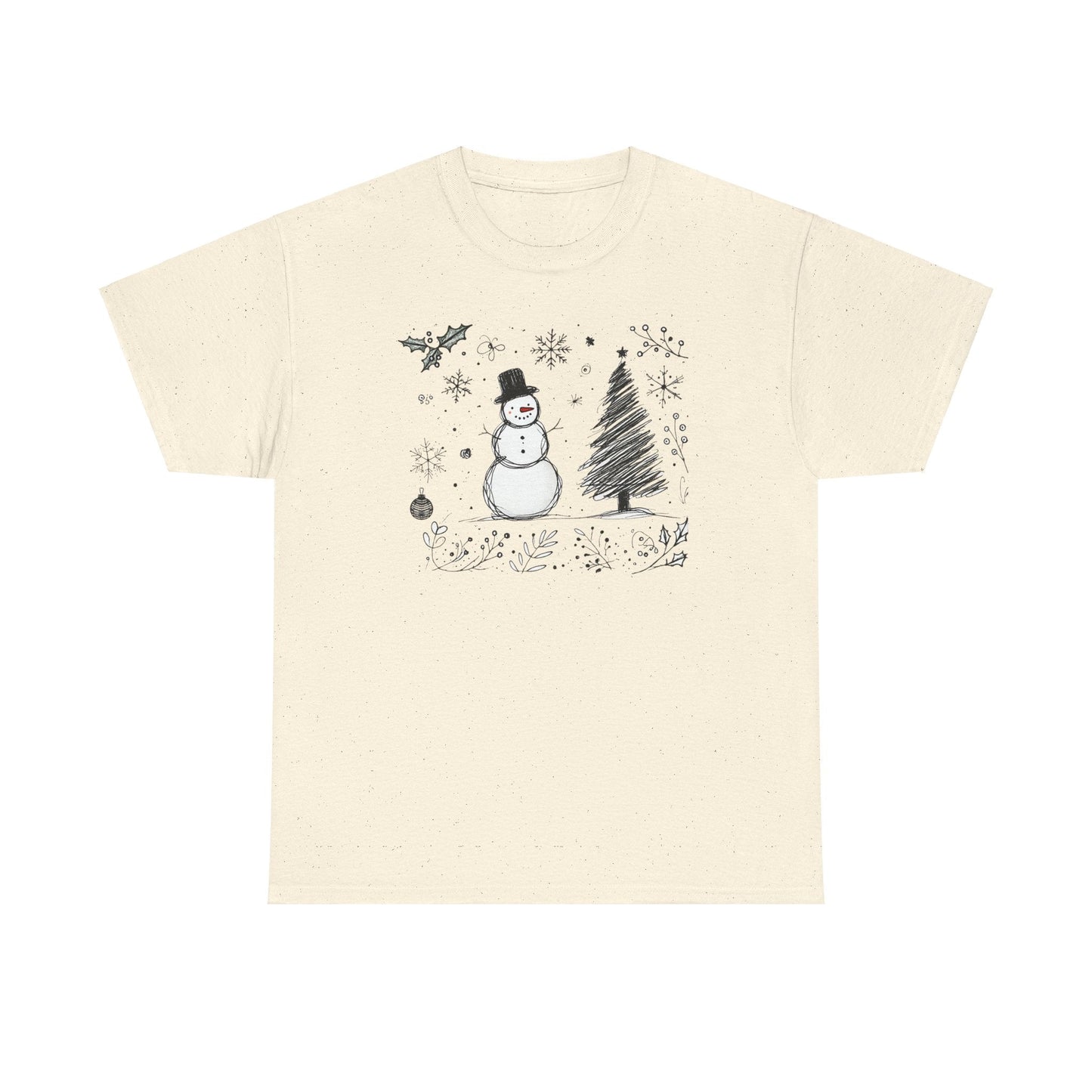 Snowman Scribble Tree Tee - WhimsyInkWear