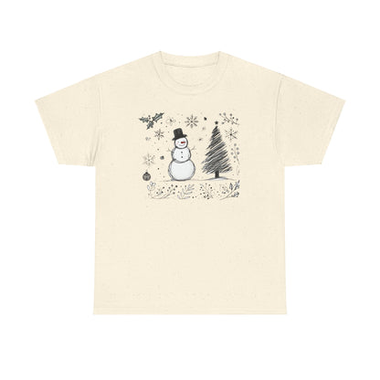 Snowman Scribble Tree Tee - WhimsyInkWear