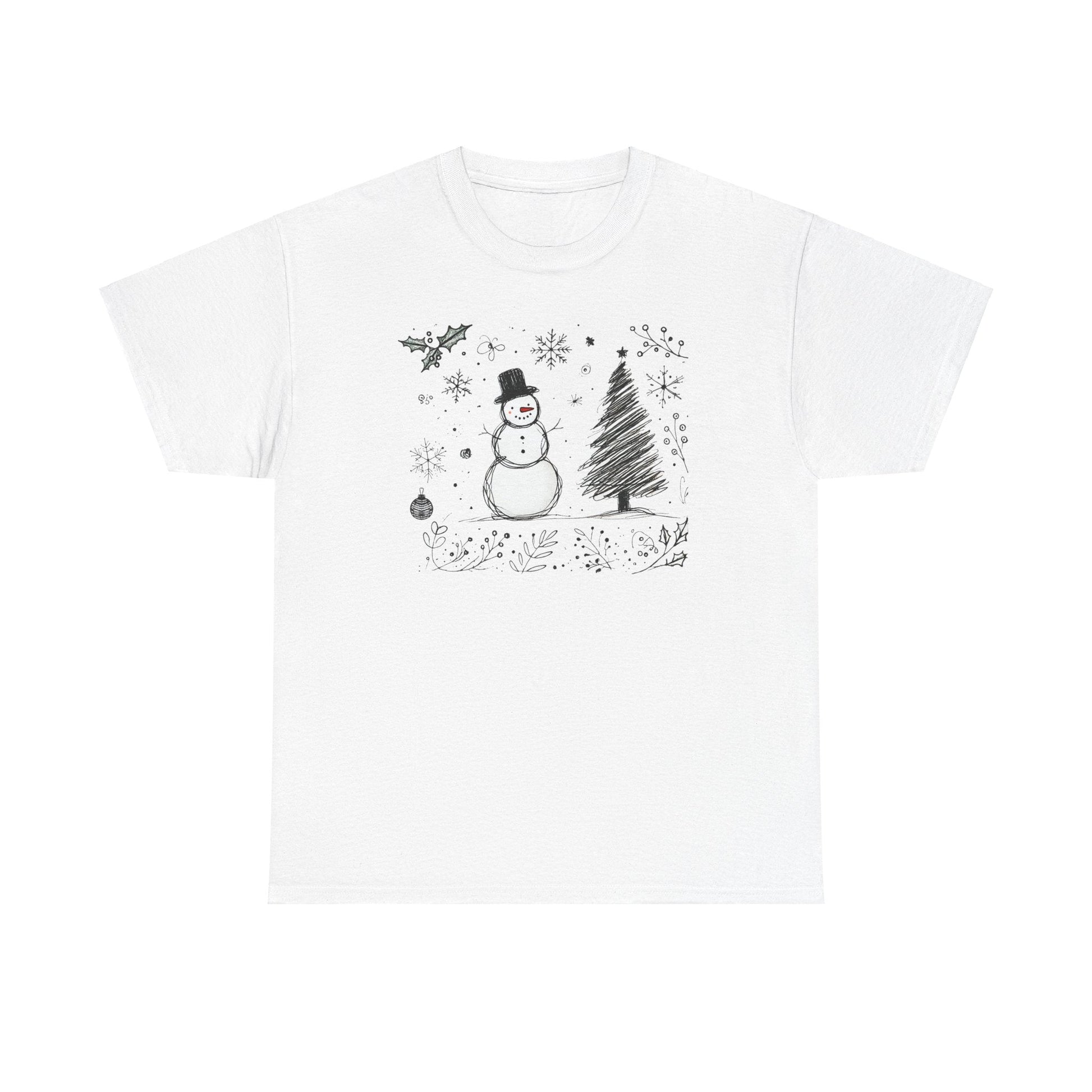 Snowman Scribble Tree Tee - WhimsyInkWear