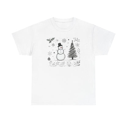 Snowman Scribble Tree Tee - WhimsyInkWear