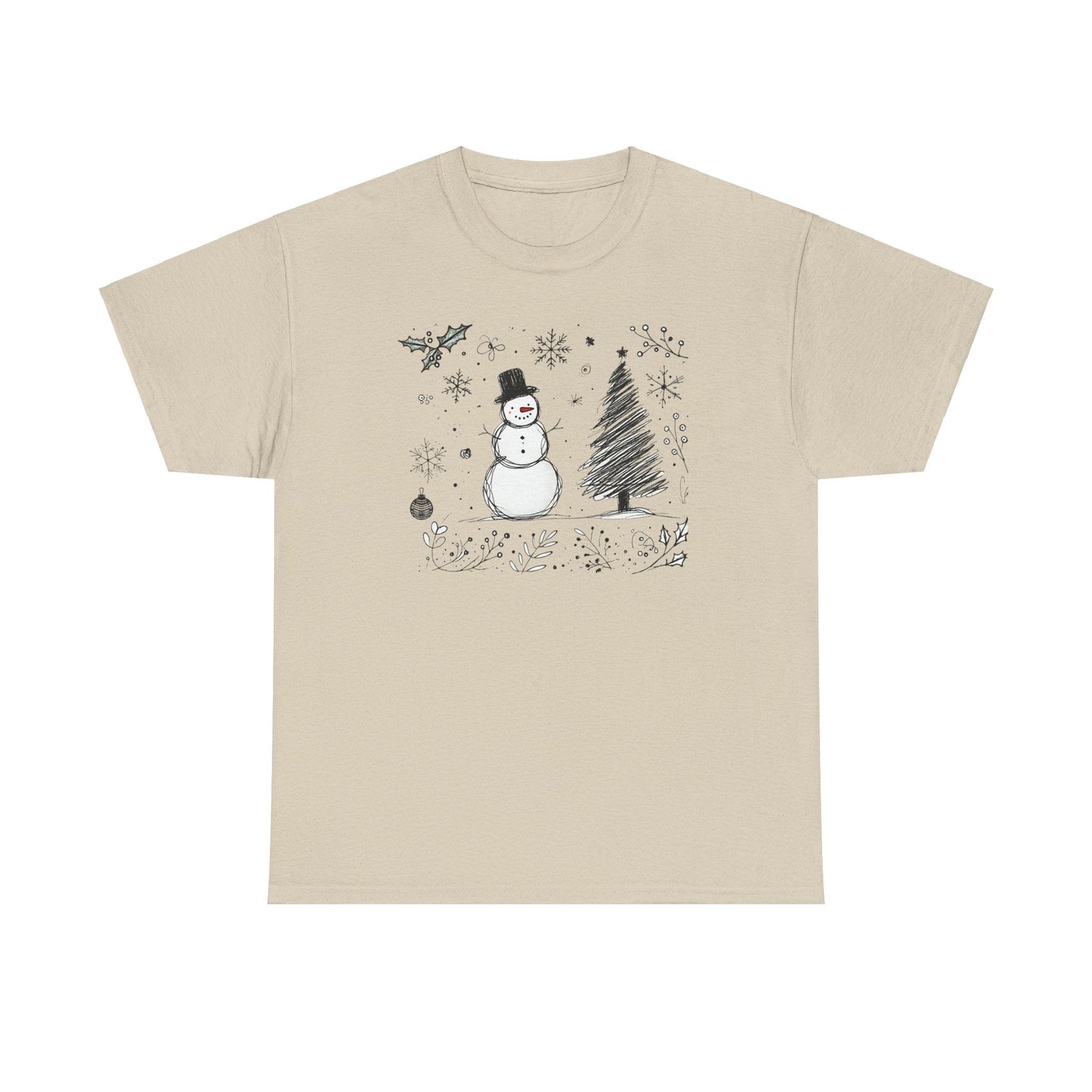 Snowman Scribble Tree Tee - WhimsyInkWear