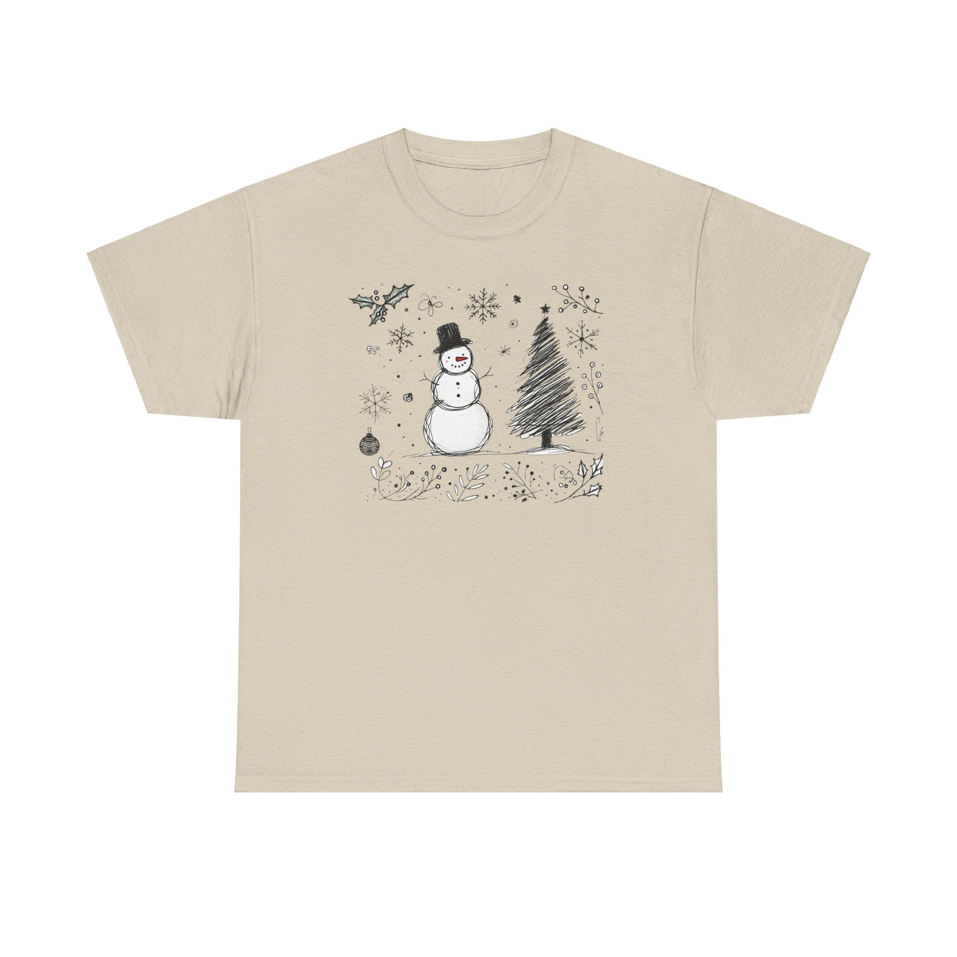 Snowman Scribble Tree Tee - WhimsyInkWear