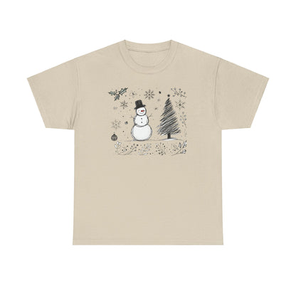 Snowman Scribble Tree Tee - WhimsyInkWear
