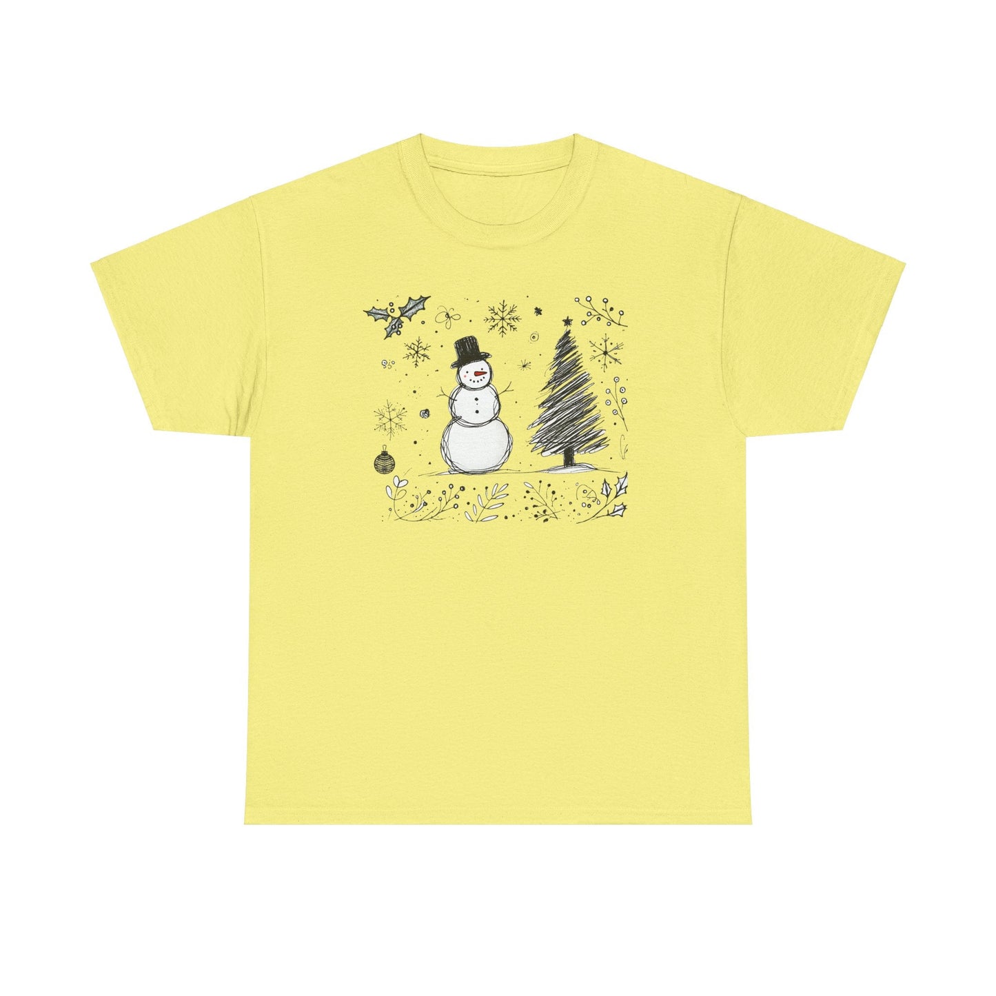 Snowman Scribble Tree Tee - WhimsyInkWear