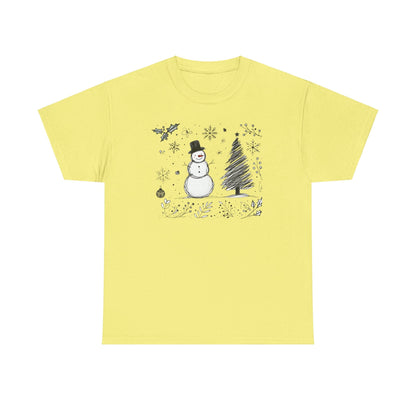 Snowman Scribble Tree Tee - WhimsyInkWear