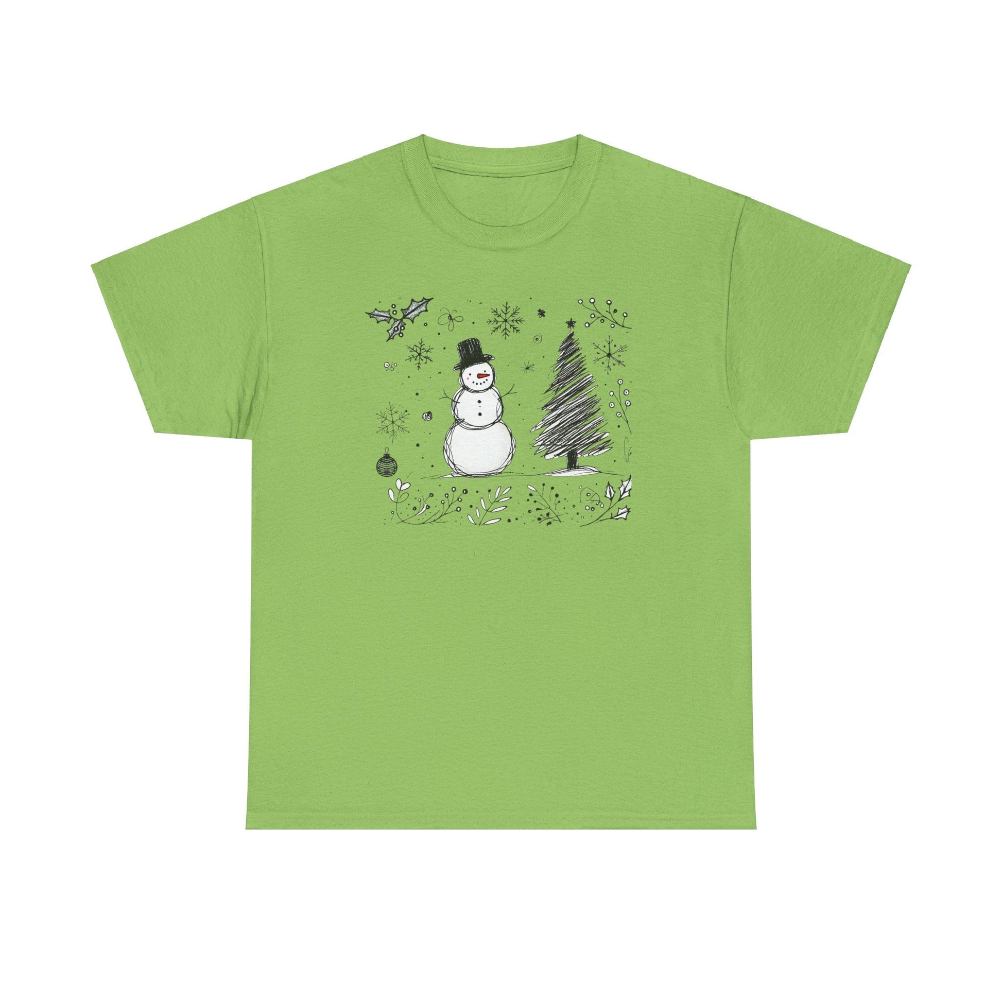 Snowman Scribble Tree Tee - WhimsyInkWear