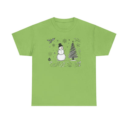 Snowman Scribble Tree Tee - WhimsyInkWear