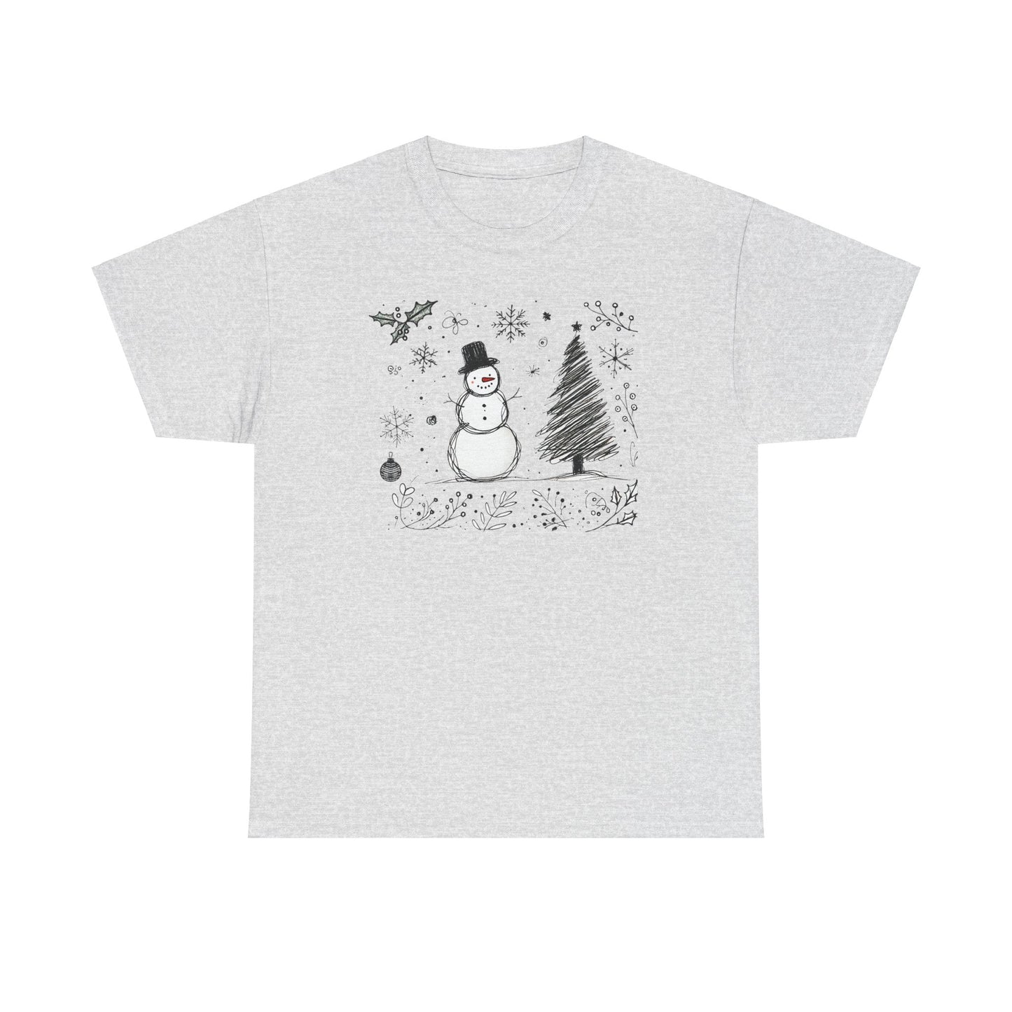 Snowman Scribble Tree Tee - WhimsyInkWear