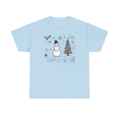 Snowman Scribble Tree Tee - WhimsyInkWear