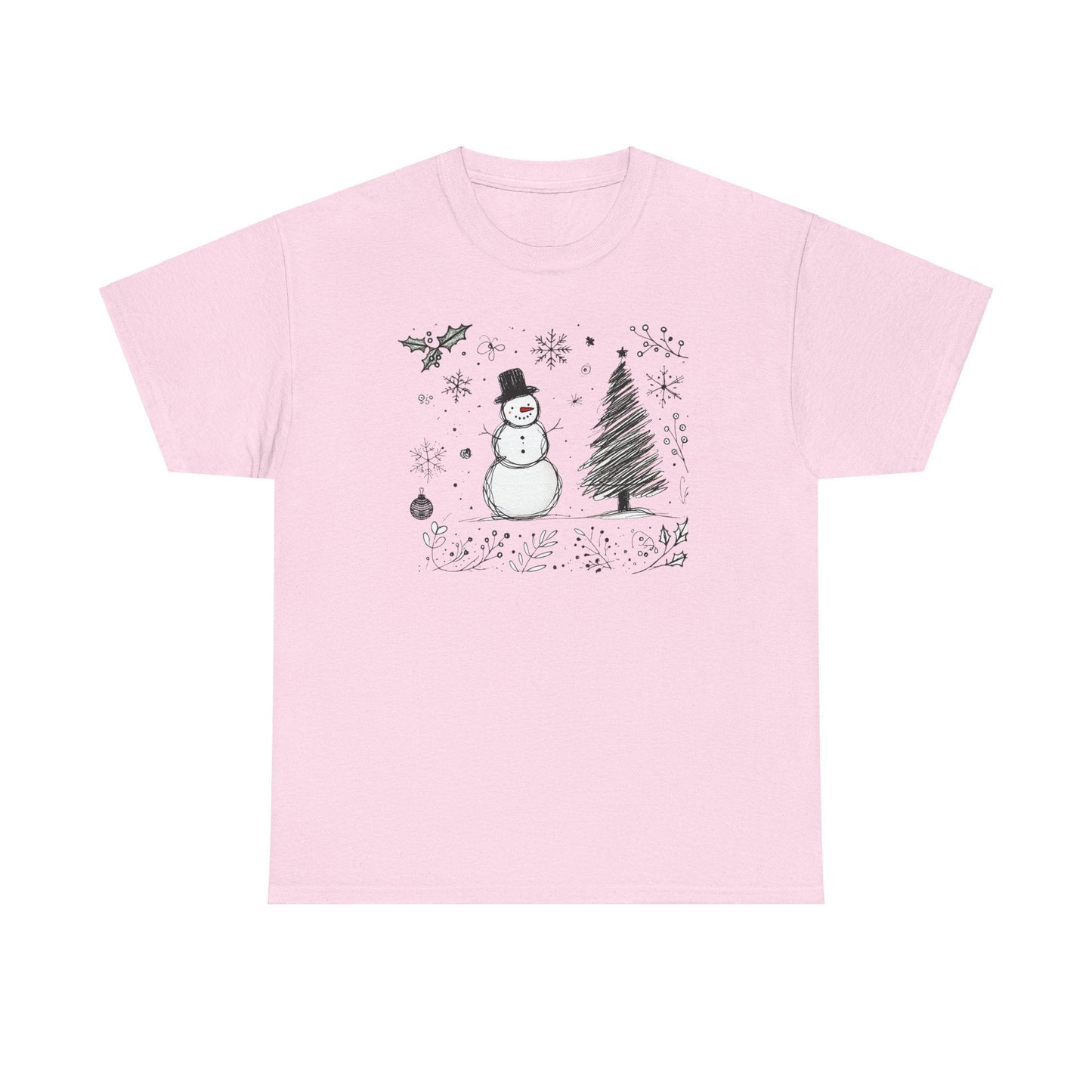 Snowman Scribble Tree Tee - WhimsyInkWear