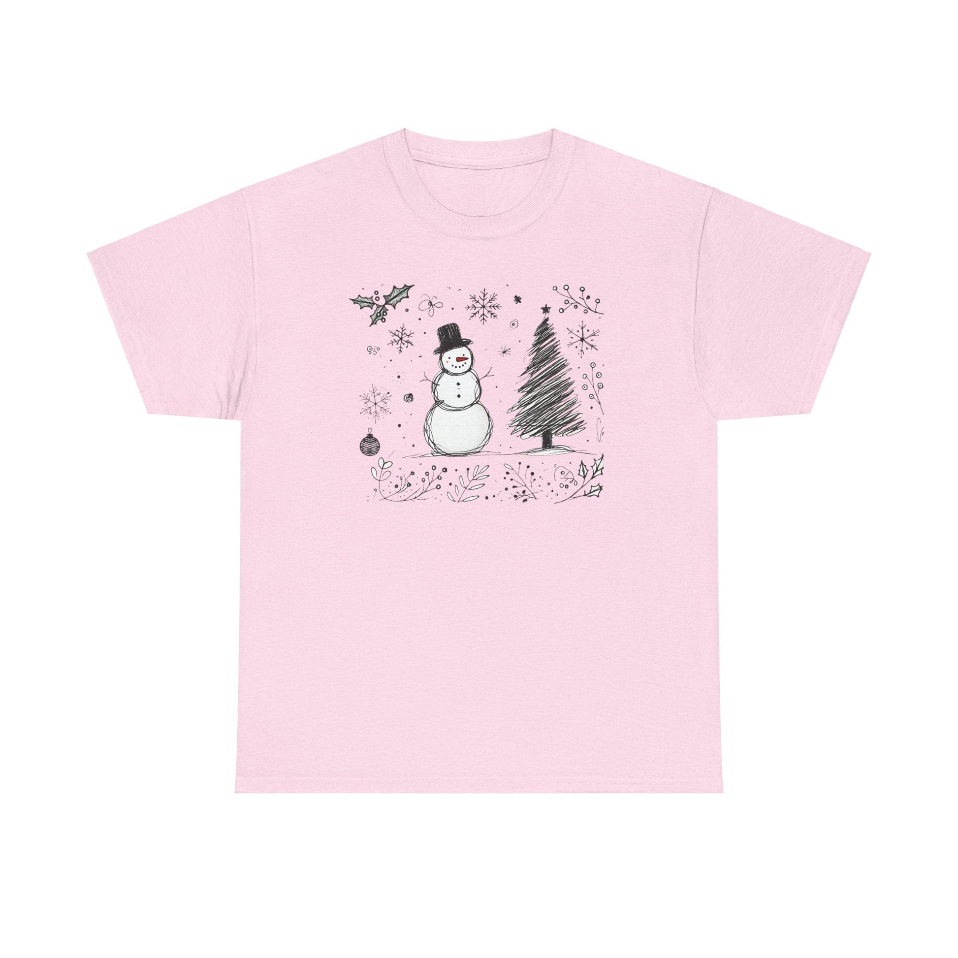 Snowman Scribble Tree Tee - WhimsyInkWear