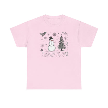 Snowman Scribble Tree Tee - WhimsyInkWear